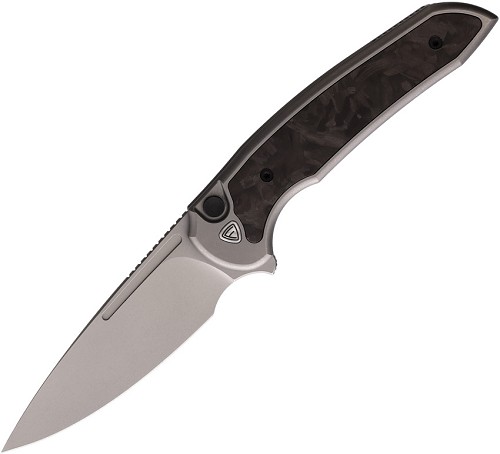 Ferrum Forge Knife Works Stinger Button Lock Pocket Knife Shredded Carbon Fiber - FF013SCF 