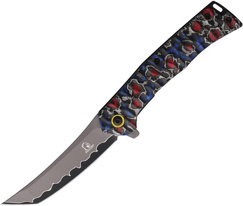 Falcon Linerlock Pocket Knife Spring Assisted Opening Blue Red - FLNKS24201 