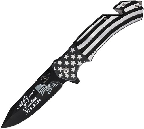Falcon Rescue Linerlock Pocket Knife Spring Assisted Opening USA 250 - FLNKS2817FD 
