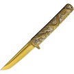 Falcon Dragon Linerlock Pocket Knife Spring Assisted Opening Gold - FLNKS3024GD 