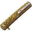 Falcon Dragon Linerlock Pocket Knife Spring Assisted Opening Gold - FLNKS3024GD 