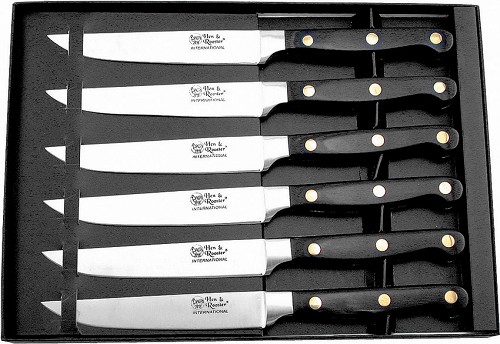 Hen & Rooster Steak Knife Set Black Wood - HRI009 