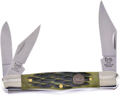 Hen & Rooster Whittler Pocket Knife Antique Green Bone - HRI123AGB 