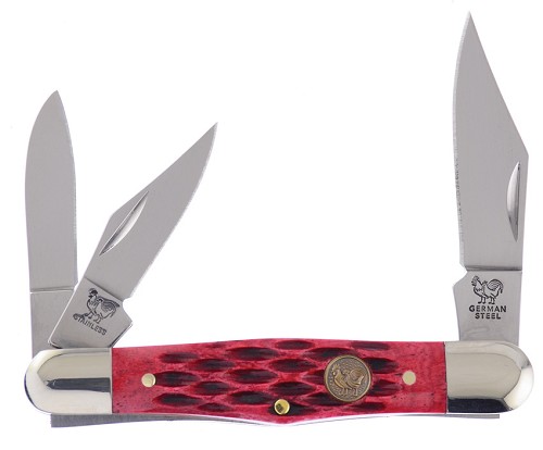 Hen & Rooster Whittler Pocket Knife Red Pick Bone - HRI123RPB 