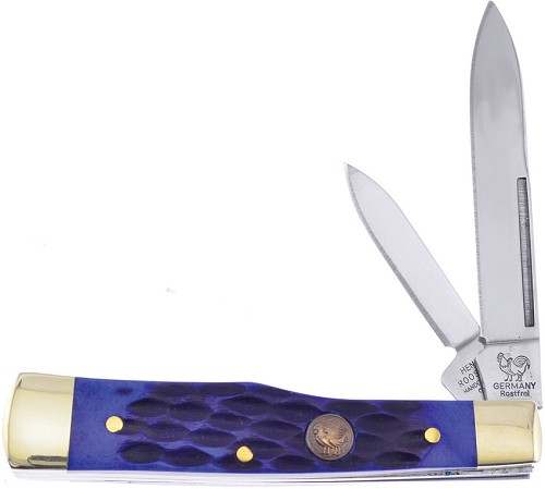 Hen & Rooster Gun Stock Pocket Knife Blue Pick Bone - HRI162BLPB 