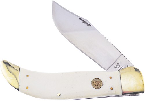 Hen & Rooster Large Folder Pocket Knife White Smooth Bone - HRI341WSB 