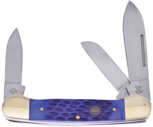 Hen & Rooster Gunboat Pocket Knife Blue Pick Bone - HRI353SBLPB 