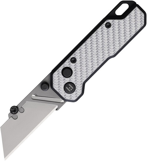 HIGHTRON Vectron Utility Button Lock Pocket Knife White Carbon Fiber - HTK02WHT 