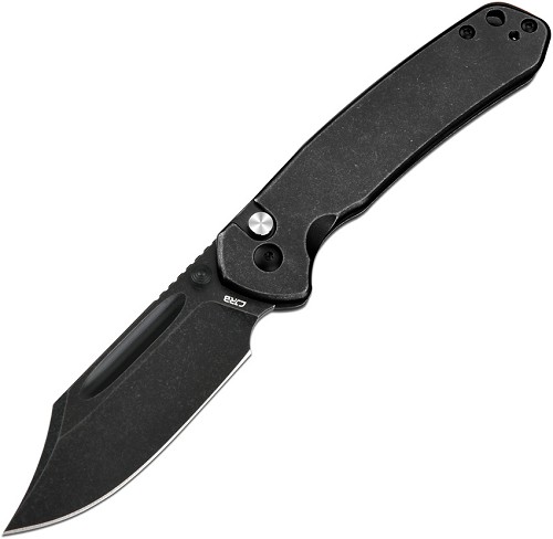CJRB Bowie Pyrite Button Lock Pocket Knife BSW - J1942BST 