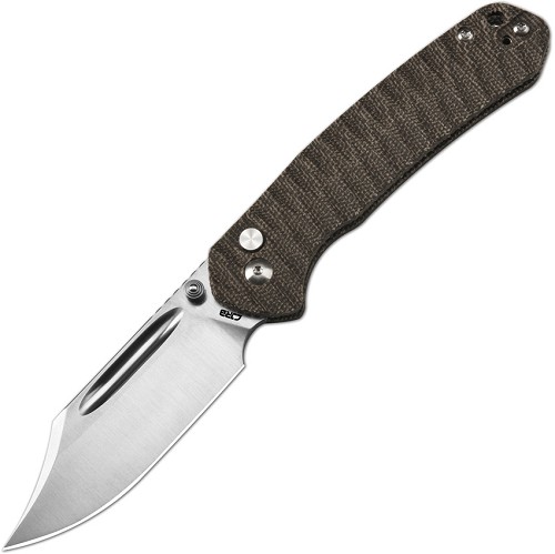 CJRB Bowie Pyrite Button Lock Pocket Knife OD Green - J1942ODG 