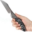 K1059A2 Kansept Cosmos Framelock Pocket Knife White/Black Carbon Fiber 