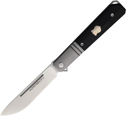 KARBON Flatline Framelock Pocket Knife Black G10 154CM - KARB112 