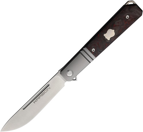 KARBON Flatline Framelock Pocket Knife Red/Black Carbon Fiber - KARB115 