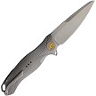 KARB119 KARBON Buck Horn Linerlock Pocket Knife Gray Aluminum 