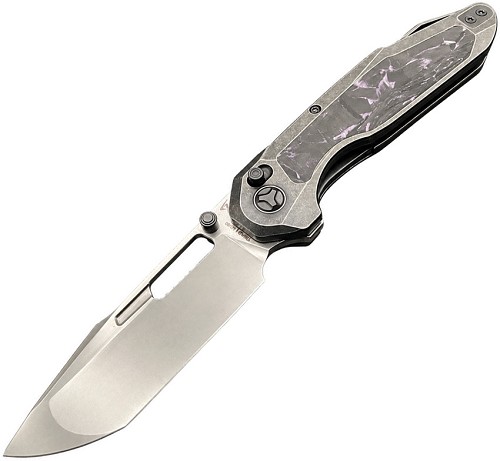 Ketuo Triad Button Linerlock Pocket Knife Purple Carbon Fiber - KETM0134 