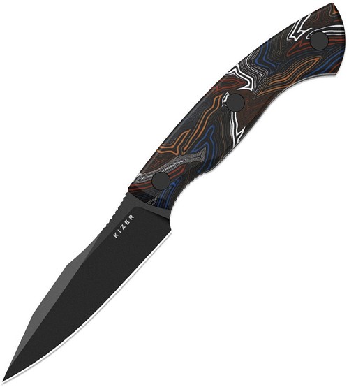 Kizer Hissbite Fixed Blade Knife Damascus Pattern G10 - KI1109A1 