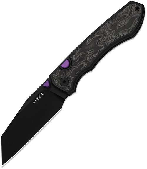 Kizer Wharning Button Linerlock Pocket Knife Black - KI3738A2 
