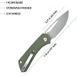 KUB331M Kubey Thalia Front Flipper Linerlock Pocket Knife OD Green 
