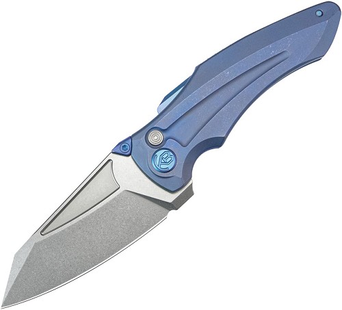 Kubey Sumo Button Lock Pocket Knife 20 CV Blue Ti - KUB400C 