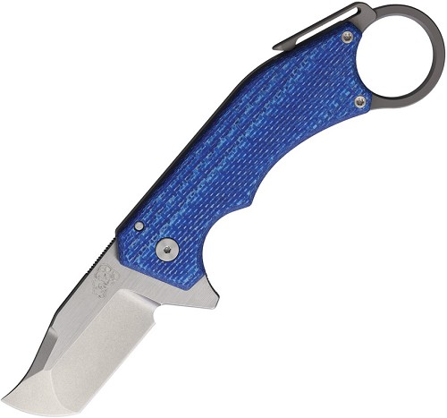 Mechforce Ringed Rhino Framelock Pocket Knife Blue Carbon Fiber - MCF009 