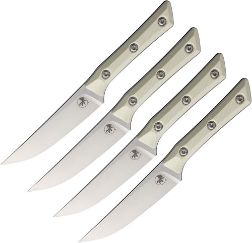 Microtech 4.5 Inch Steak Knife Set Stonewash Ivory G10 - MCT360010SETIV 