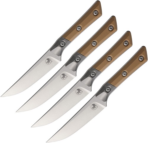 Microtech 4.5 Inch Steak Knife Set Stonewash Coyote Tan - MCT3600B10SETCE 