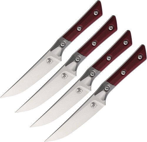 Microtech 4.5 Inch Steak Knife Set Stonewash Merlot G10 - MCT3600B10SETMR 