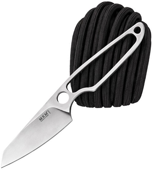 MKM-Maniago Knife Makers Makro 2Fixed Blade Knife Black Gray Paracord - MKMMA02PABK 