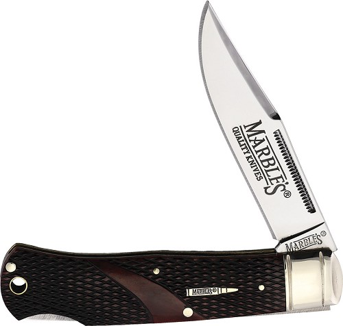 Marbles Lockback Pocket Knife Brown Checkered Bone - MR677 