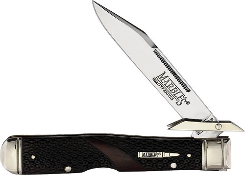 Marbles Swing Guard Lockback Pocket Knife Brown Checker Bone - MR678 