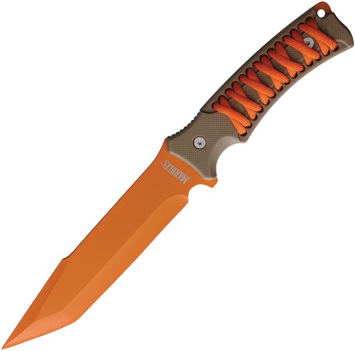 Marbles Cord Wrapped Fixed Blade Knife Orange - MR716 