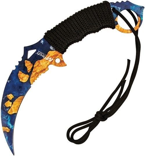 Mtech Karambit Fixed Blade Knife Blue - MT2076BY 
