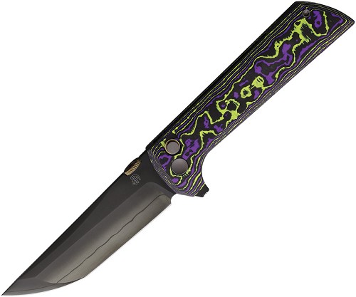 North Mountain Blade Chop 2 Button Lock Pocket Knife Purple Carbon Fiber - NMB2406PRCFD 