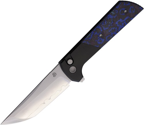 North Mountain Blade Chop 2 Button Lock Pocket Knife Carbon Fiber Blue - NMB2407BLCF 