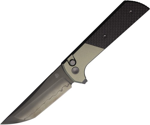 North Mountain Blade Chop 2 Button Lock Pocket Knife Carbon Fiber Gray - NMB2407GRCFD 