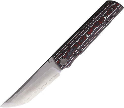 North Mountain Blade Chop 4 Linerlock Pocket Knife Red White Carbon Fiber - NMB2412RDWH 