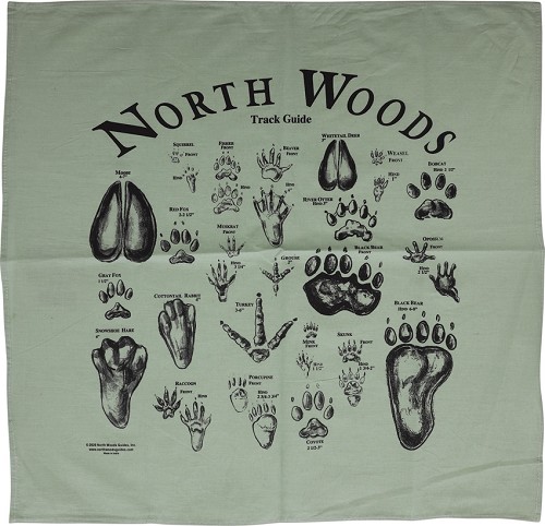 North Woods Field Guides Animal Track Bandana Green - NWG002ATBG 