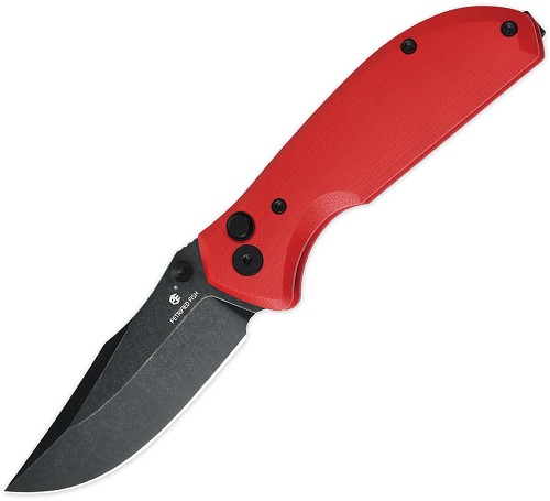 Petrified Fish Guppy Button Lock Pocket Knife Red - PFK19RDW 