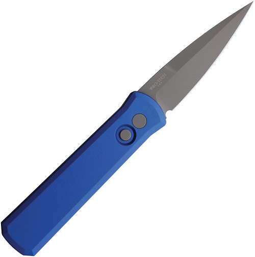 Pro Tech Automatic Pocket Knife Godson Button Lock Left Handed - PTK720BLUELH 