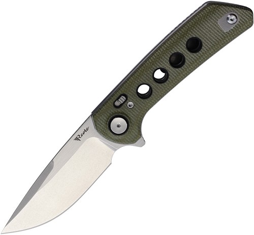 Reate Lockblade Pocket Knife Green Micarta Nitro V - REAPLXF3 