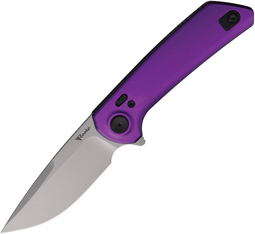 Reate Lockblade Pocket Knife Purple Aluminum Nitro V - REAPLXFA5 