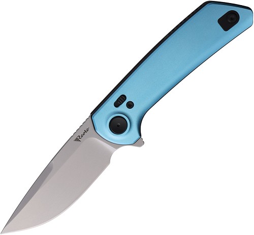 Reate Lockblade Pocket Knife Blue Aluminum Nitro V - REAPLXFA8 