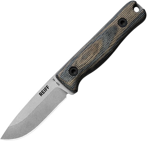 Reiff F3 EDC Fixed Blade Knife Green Black Micarta - REKF32BCL 