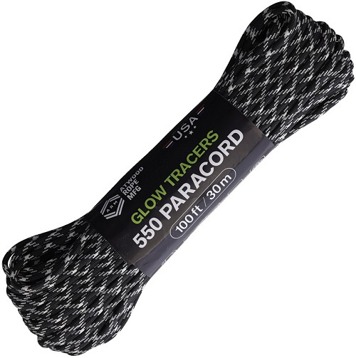 Atwood Rope MFG 550 Paracord Black/Glow - RG1338H 