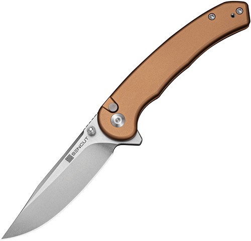 SENCUT Ingot Button Lock Pocket Knife Brown - S251021 