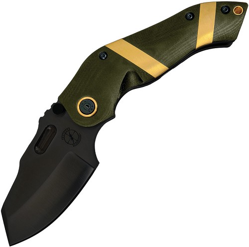 Sniper Bladeworks DMF OD Green Handle Black Blade Pocket Knife - SBDMFODGB 
