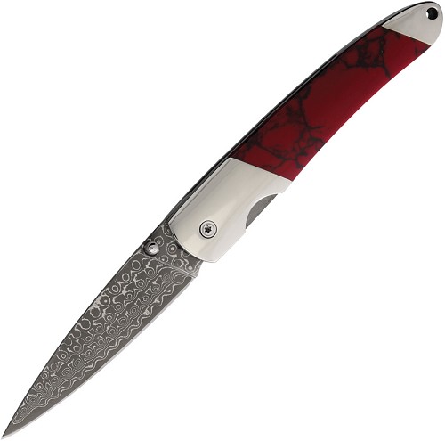 Santa Fe Stoneworks Damascus Linerlock Pocket Knife Blood Stone - SFDJS70BB 