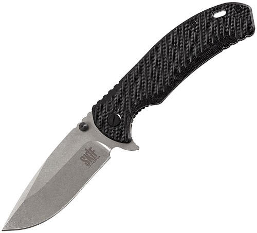 SKIF Knives Sturdy Framelock Pocket Knife Stonewash Black - SKF420SE 