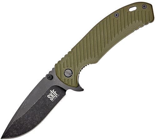 SKIF Knives Sturdy Framelock Pocket Knife Black Stonewash Olive - SKF420SEBG 