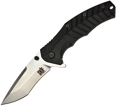 SKIF Knives Griffin Framelock Pocket Knife Stonewash Black - SKF422SE 